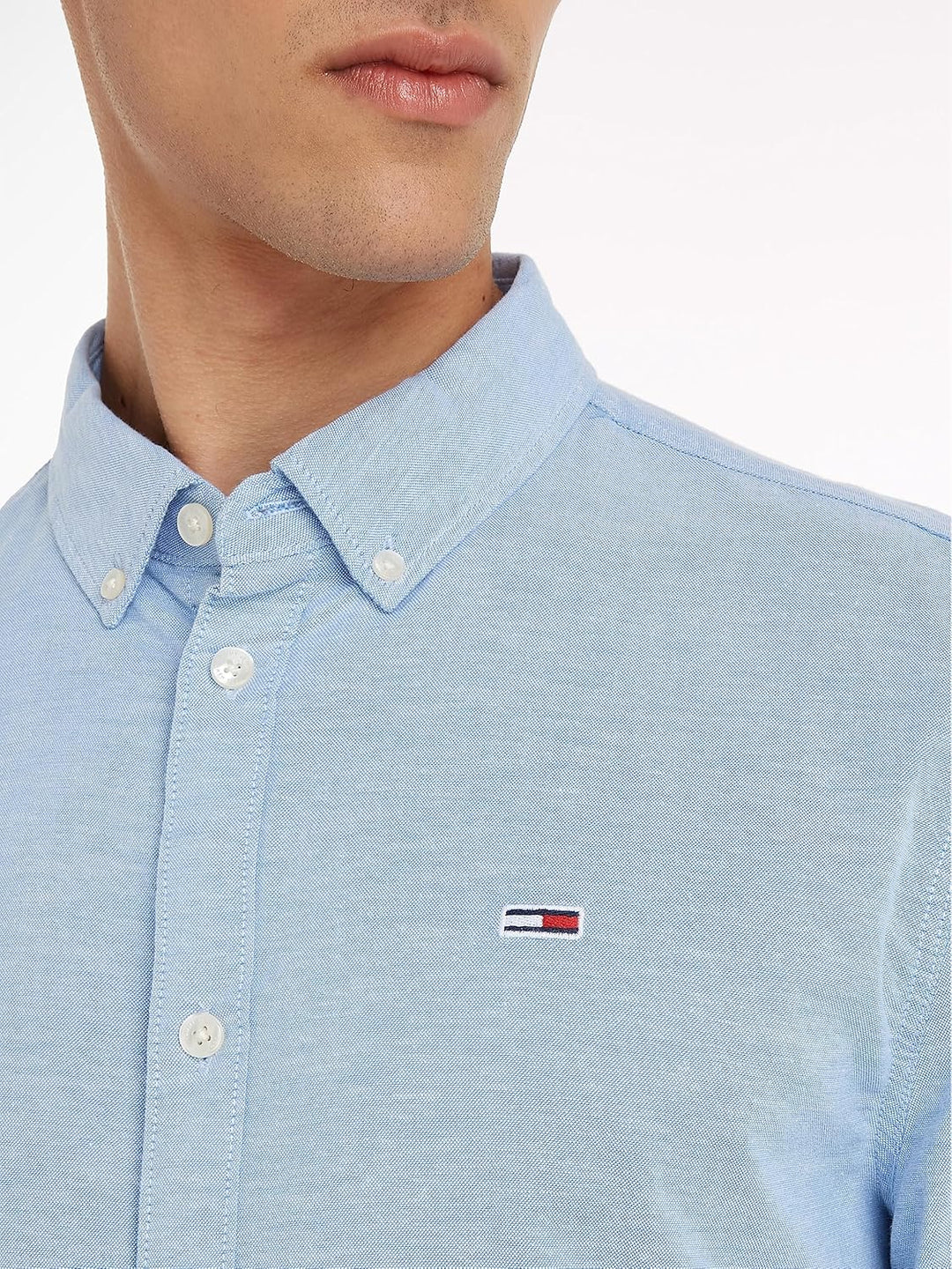 Tommy Hilfiger Herren TJM Slim Stretch Oxford T-Shirt L Perfume Blue, L Perfume Blue