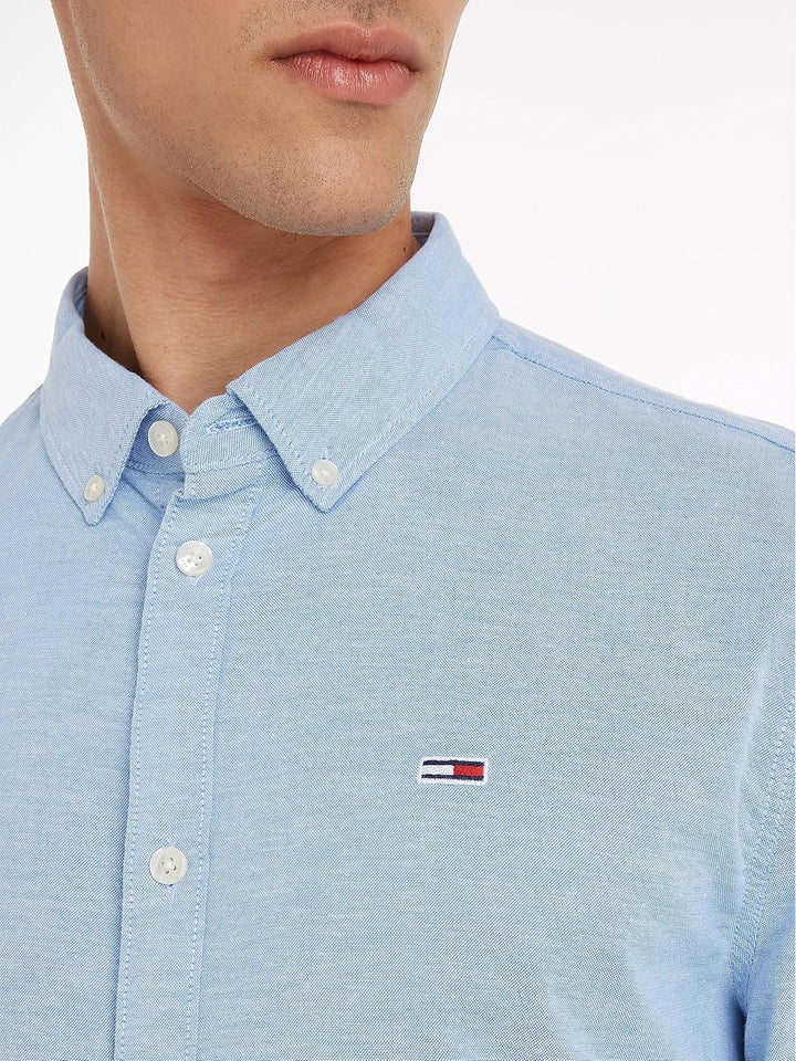 Tommy Hilfiger Herren TJM Slim Stretch Oxford T-Shirt L Perfume Blue, L Perfume Blue