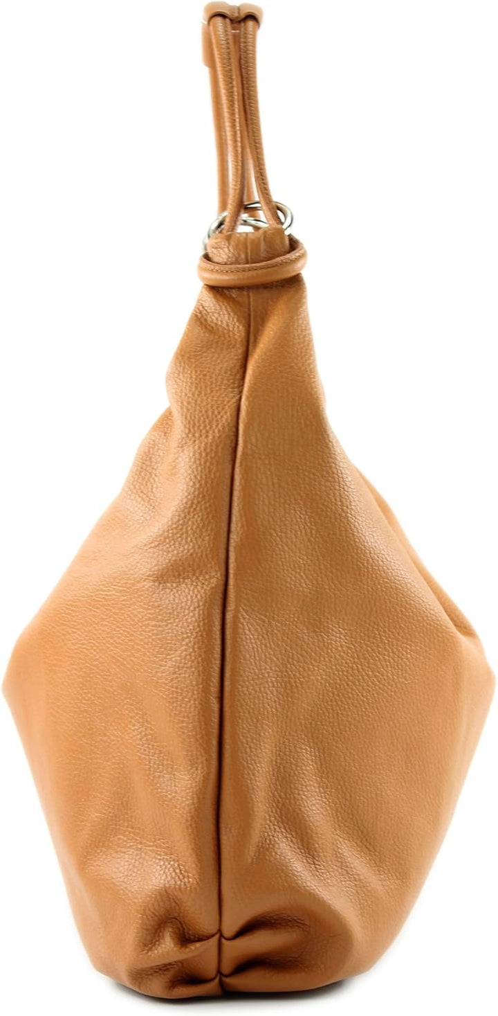 modamoda de - 337 - ital Schultertasche Hobo Shopper Leder Camel, Camel