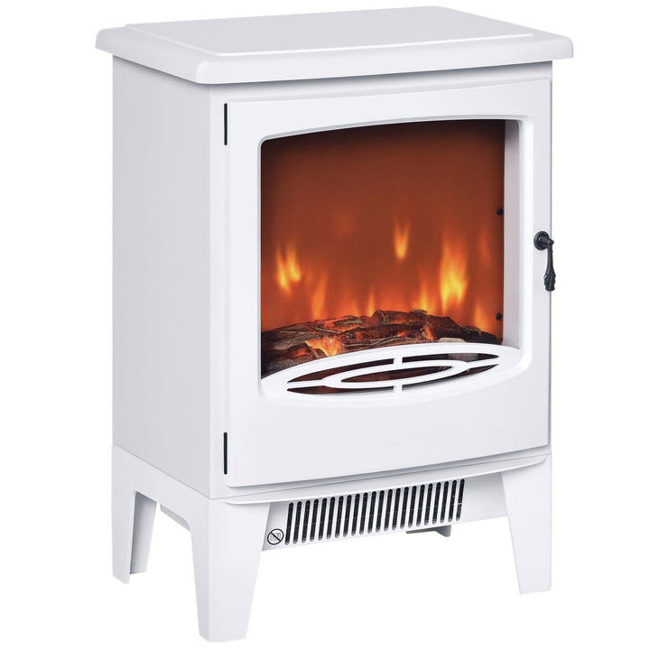 HOMCOM LED Elektrokamin Standkamin Kaminofen mit Flammeneffekt 900/1800W Metall ABS-Kunststoff Glas