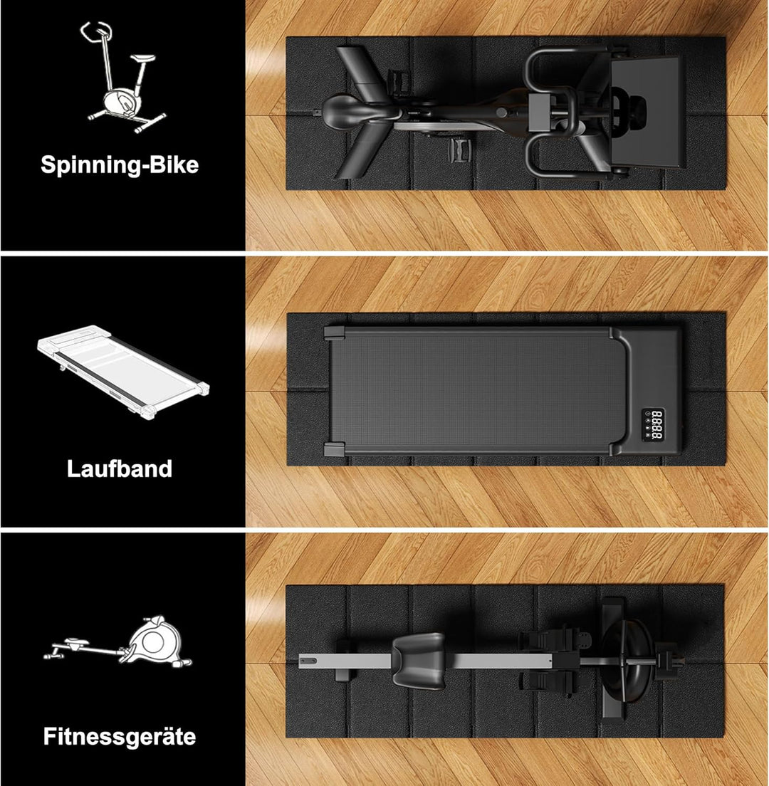 Laufbandmatte, Bodenschutzmatte 172x61 cm 6 mm Dicke Faltbar, Hochdichte PVC für Schalldämmung & Sto