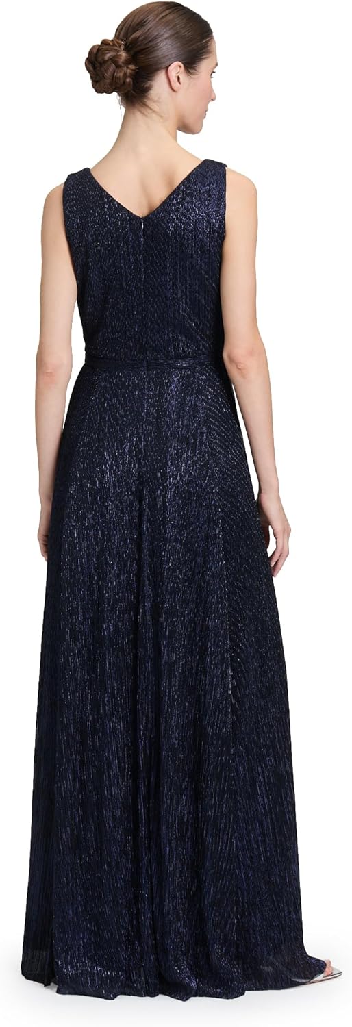 Vera Mont Damen Abendkleid mit Plissee 36 Blue/Black, 36 Blue/Black