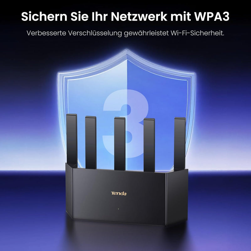 Tenda RX12L Pro Wi-Fi 6 WLAN Router (AX3000 Dualband 2402Mbit/s 5 GHz, 574Mbit/s 2,4GHz) 5x6dBi Ante