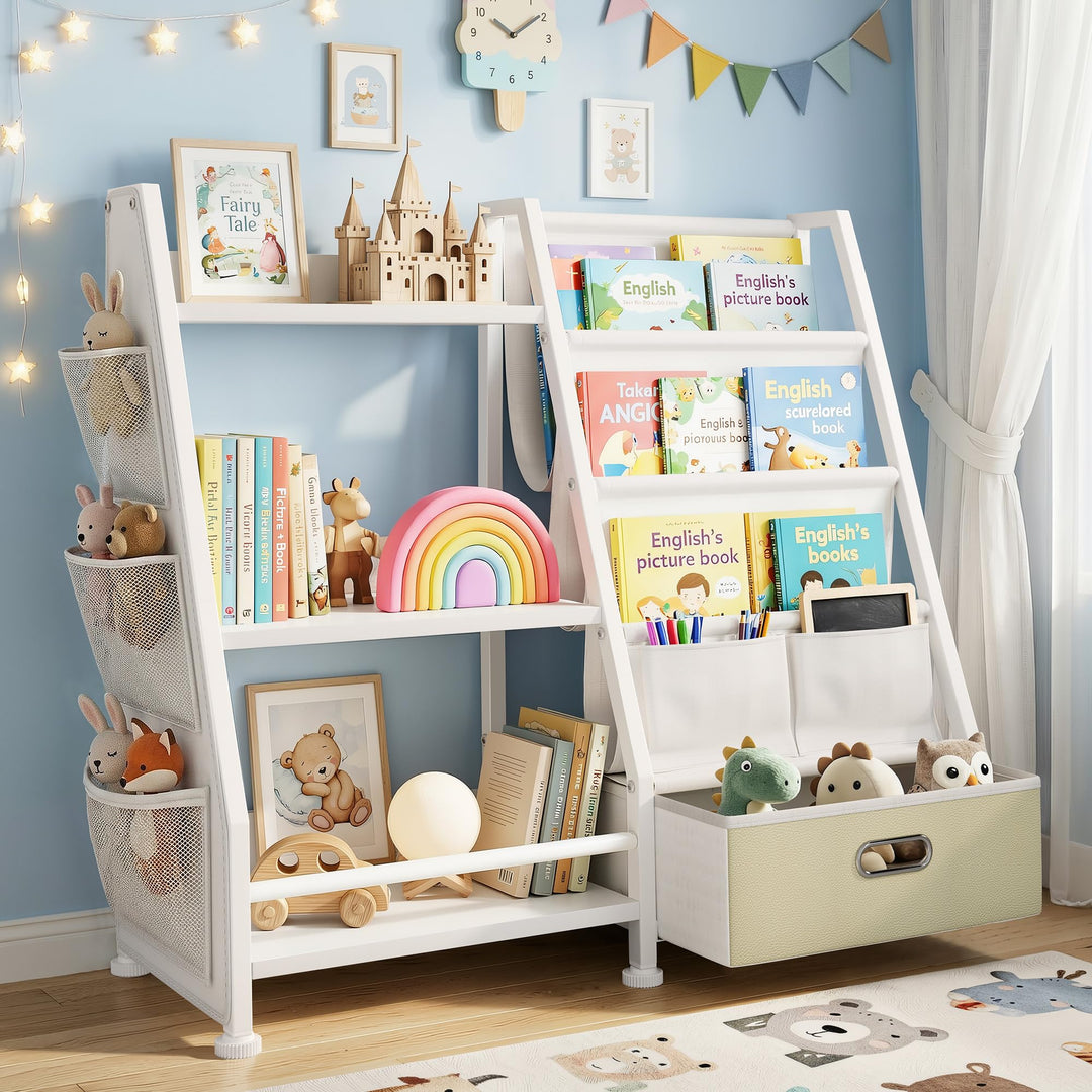 Kinderregal Kinderzimmer Weiss Offenen Aufbewahrungsregal: Kinder Bücherregal mit 3 Offenen Fächer -