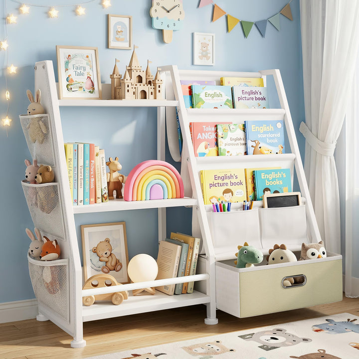Kinderregal Kinderzimmer Weiss Offenen Aufbewahrungsregal: Kinder Bücherregal mit 3 Offenen Fächer -