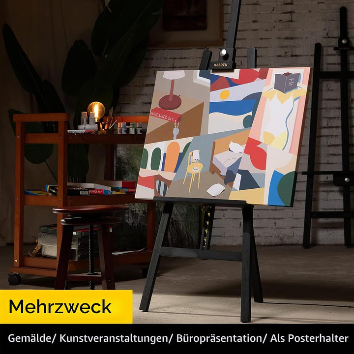 MEEDEN Staffelei Holz gross für Anzeige, Verstellbar von 147 bis 198cm, für Leinwand bis zu 113cm, M