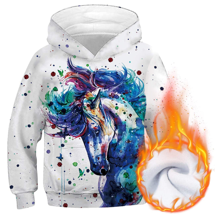 Loveternal Kinder Hoodie 3D Druck Kapuzenpullover Jungen Mädchen Langarm Pullover Mit Taschen 5-13 J