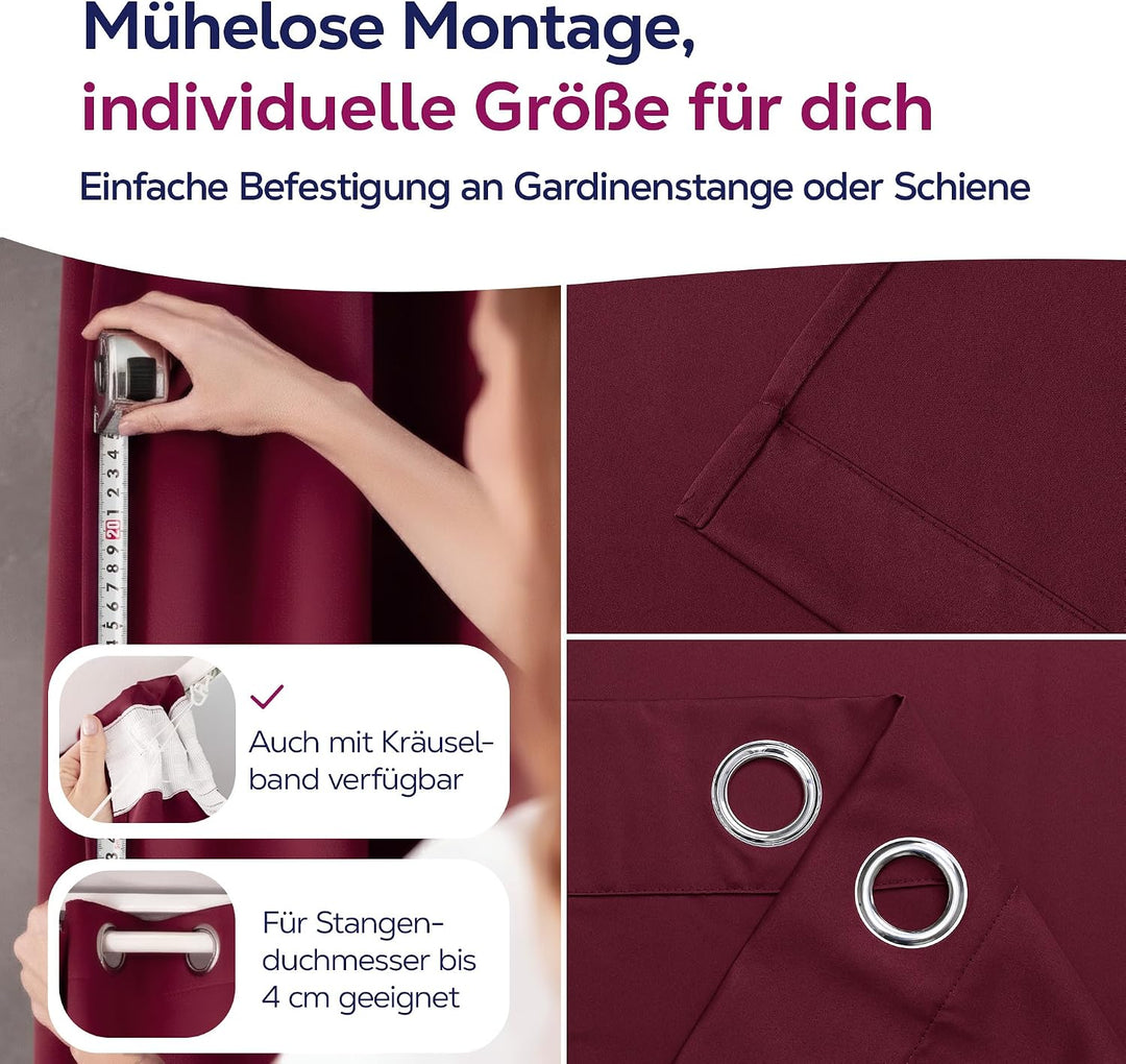 BEAUTEX Verdunkelungsgardine mit Ösen, Blackout Ösenschal Blickdicht abdunkelnd, Grösse und Farbe wä