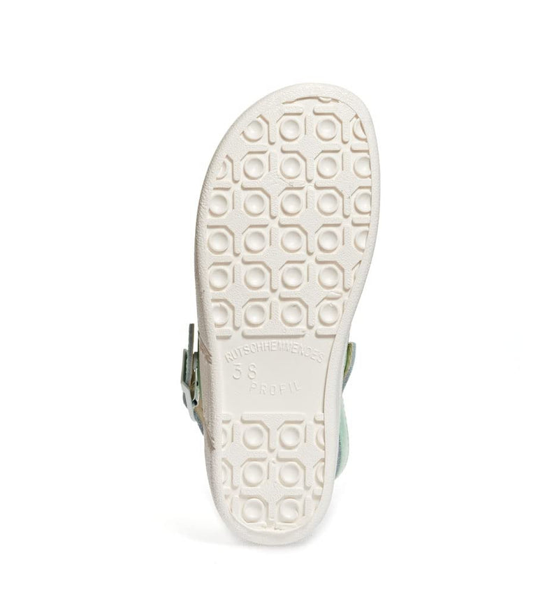 Abeba Unisex Clog 7090 - the original, Glattleder,Mehrfarbig (Mint, Weiss), 35 35 EU, 35 EU