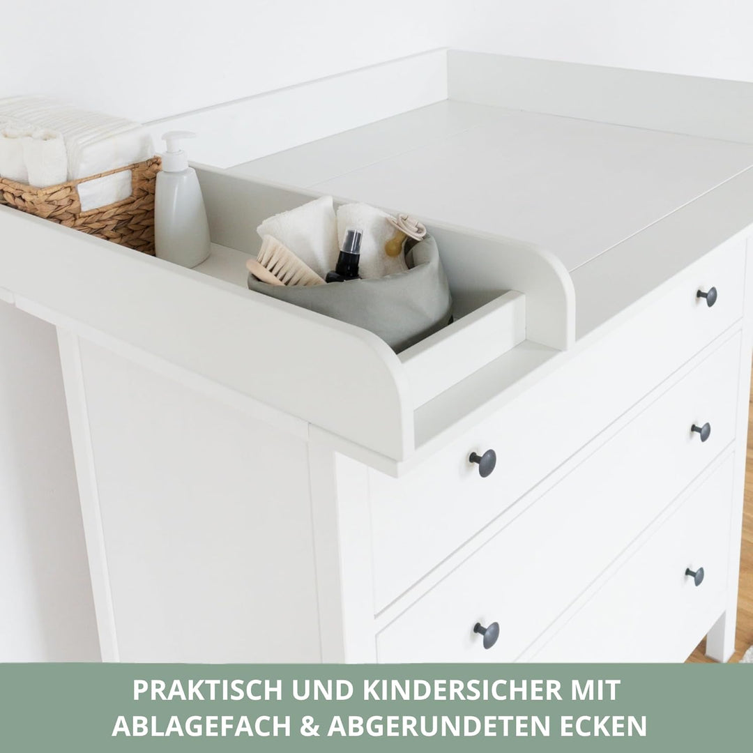 Wickelaufsatz Set für IKEA HEMNES – mit Aufsatz, Wickelauflage & Umrandung aus 100% Baumwolle (Blush