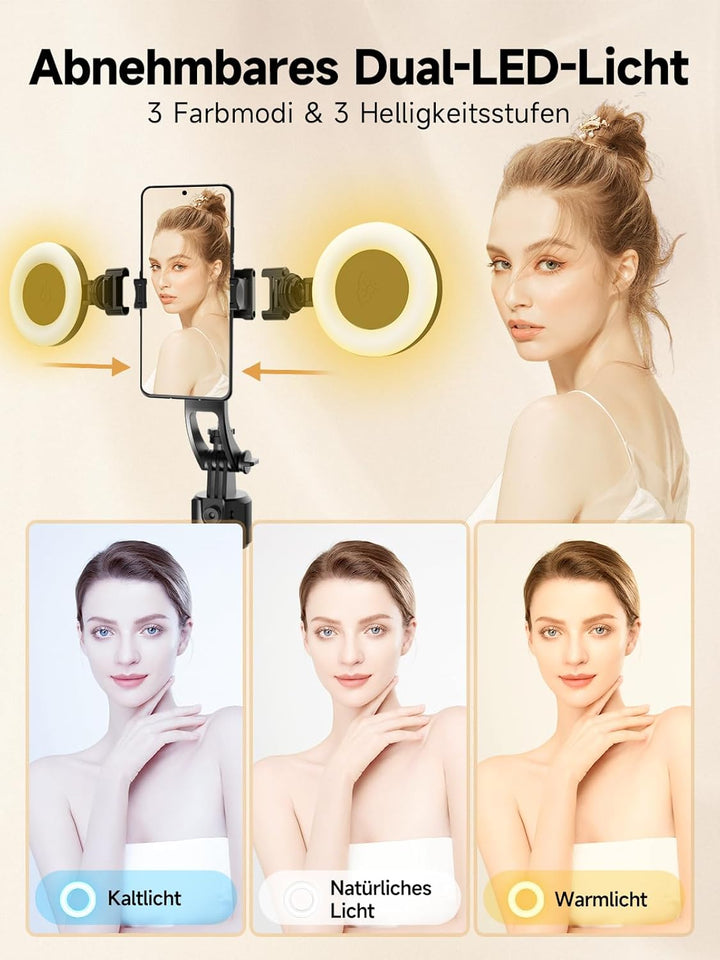 Handy Stativ mit Verfolgung, Rollei 360 Grad Rotation Automatic Face Tracking Smartphone Tripod Self