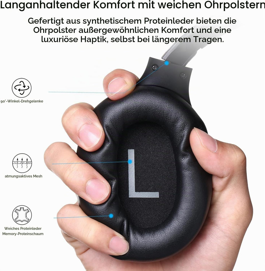 TOZO HT2 Kabelloser Bluetooth Kopfhörer Over-Ear mit Hybrid Active Noise Cancelling, 56 Stdn. Spielz