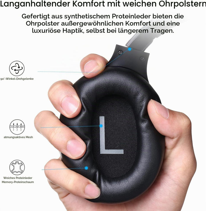 TOZO HT2 Kabelloser Bluetooth Kopfhörer Over-Ear mit Hybrid Active Noise Cancelling, 56 Stdn. Spielz