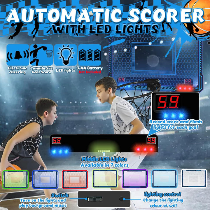 TEUVO Basketballkorb für Kinder und Erwachsene, Strong Indoor Mini Basketballkorb für Tür mit Pumpe,