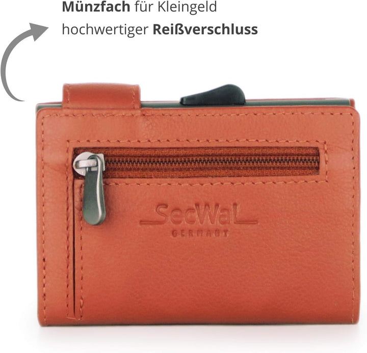 SecWal Kartenetui mit Münzfach Reissverschluss (Orange), Orange