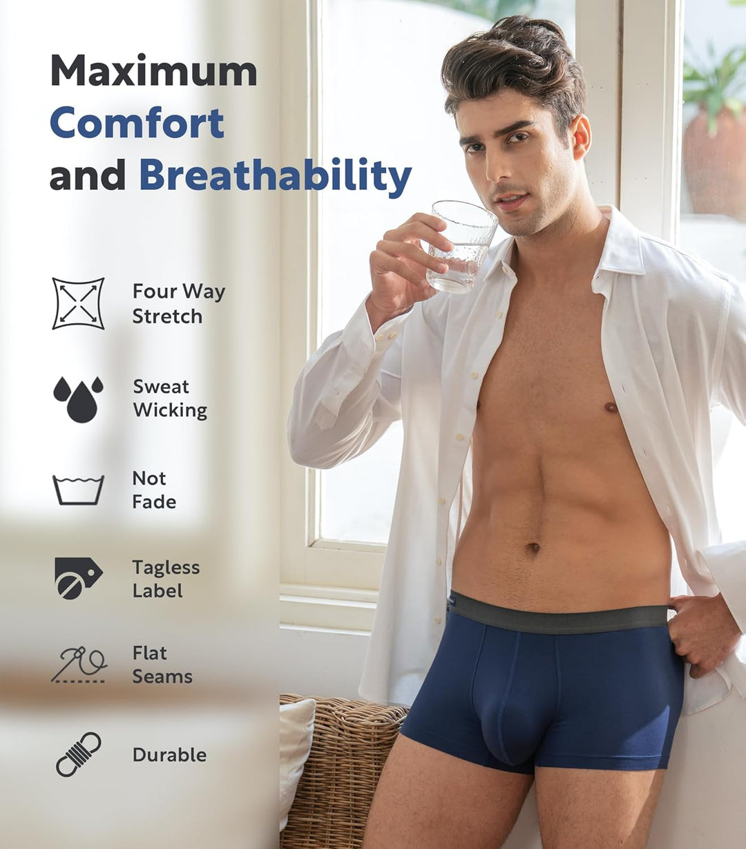 DAVID ARCHY Herren Boxershorts Mehrfachpack, Stretcken Klassischer Retroshorts, Unterhosen Männer, B