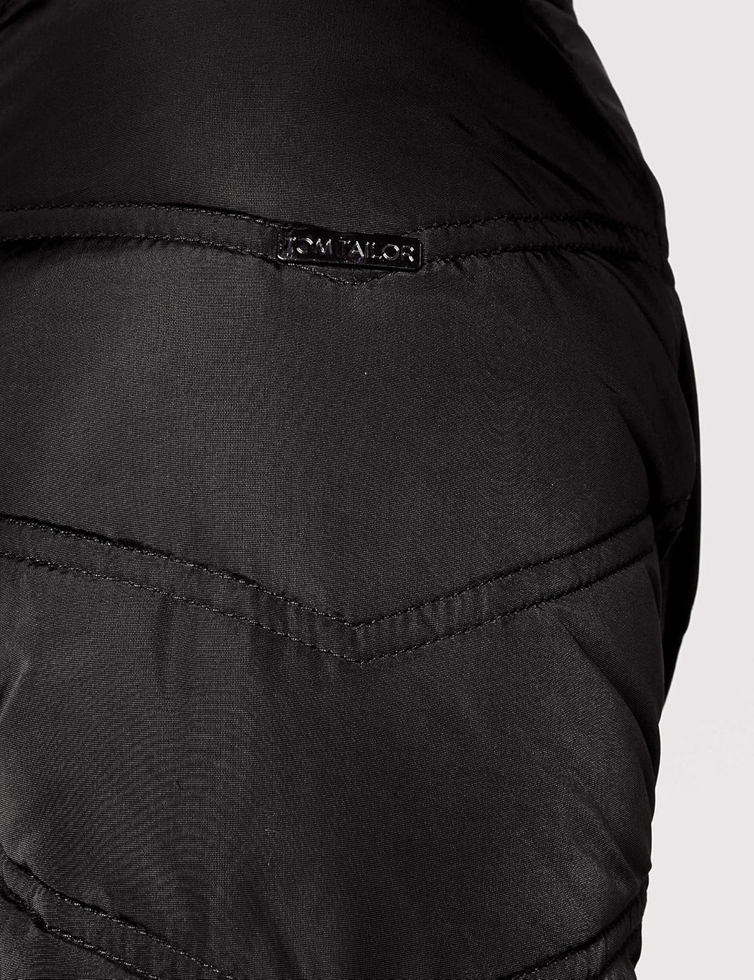 TOM TAILOR Damen Lange Pufferjacke mit Fellbesatz S 14482 - Deep Black, S 14482 - Deep Black