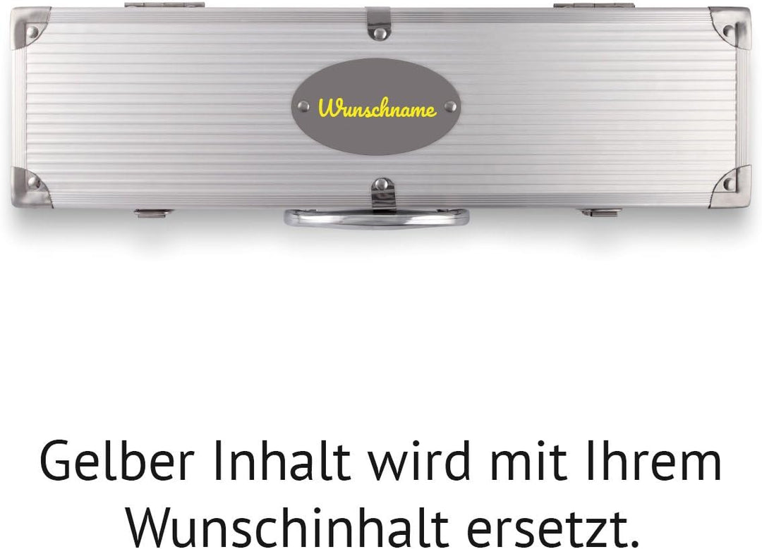 Grillkoffer 3-teilig Grillbesteck Edelstahl Grill Set mit Gravur - Schriftzug Name