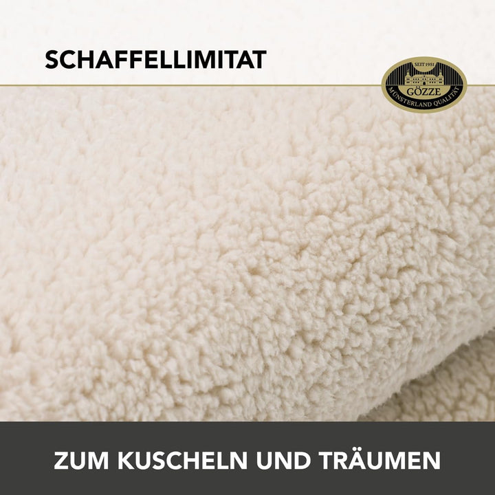 Gözze Kuscheldecke WOLKENWEICH mit Schaf Fellimitat, 150 x 200, Farbe Camel