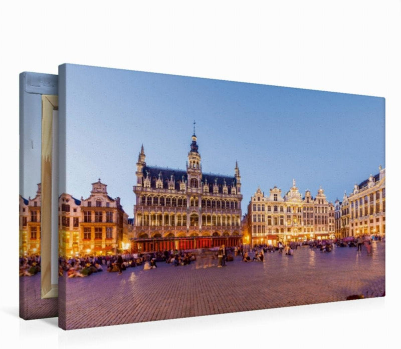 Premium Textil-Leinwand 75 x 50 cm Quer-Format Maison du Roi am Grand Place in Brüssel | Wandbild, H