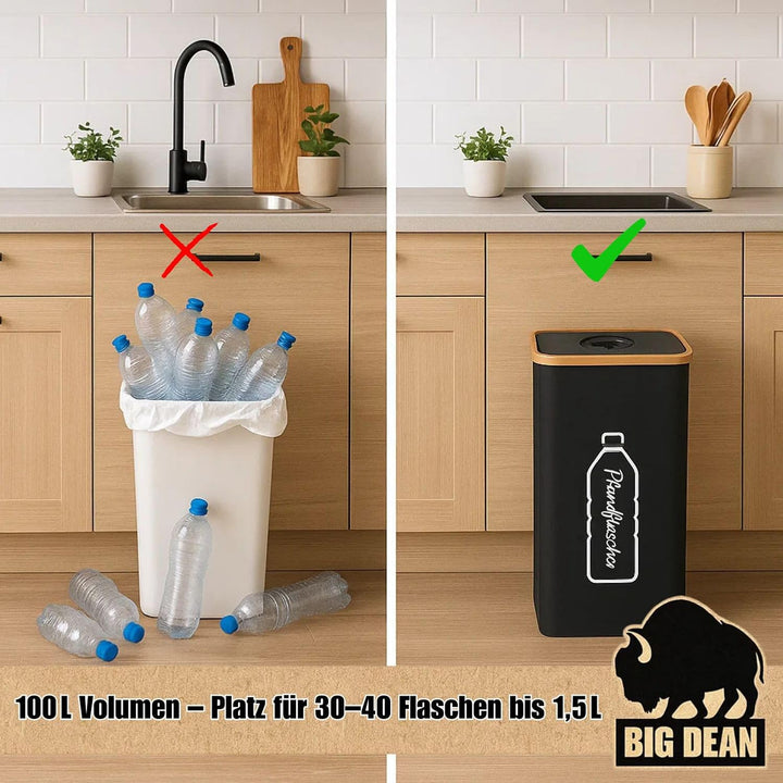 BigDean Pfandflaschen Sammelbehälter 100L inkl. Tragetasche - Flaschensammler Leergut