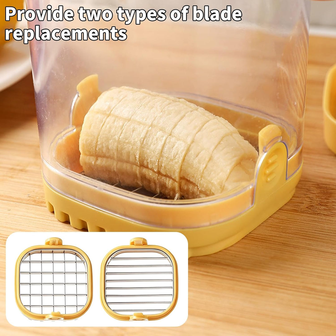 2-in-1 Obstschneidebecher Bananenschneider mit Druckplatte