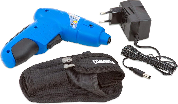 Pebaro 2010 Leistungsstarker Akkuschrauber, 9 Bits, USB-Kabel, Gürteltasche, drehbarer Griff zur Ver