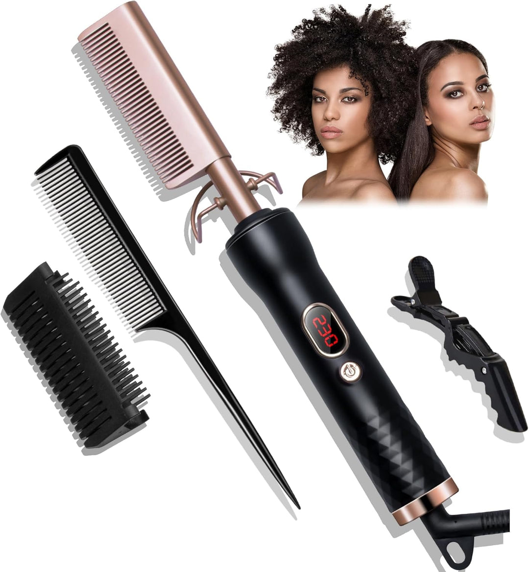 Hot Comb, UKLISS Hot Comb for Wig, Glättkamm mit LCD 120-230℃, Hair Straightener Comb mit Ionentechn