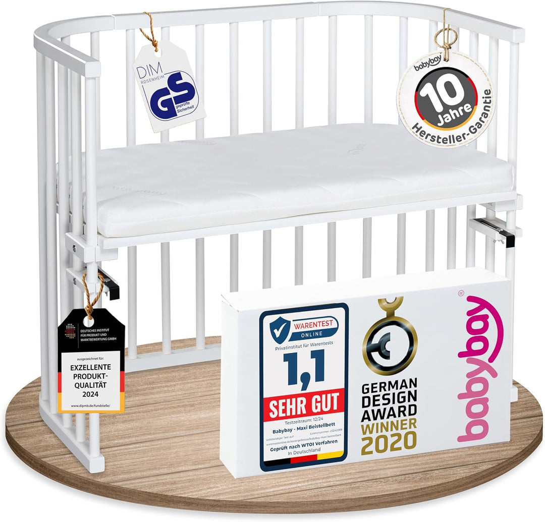 babybay Maxi mit Matratze Classic Soft extra grosses Beistellbett aus massivem Buchenholz / Kinderbe