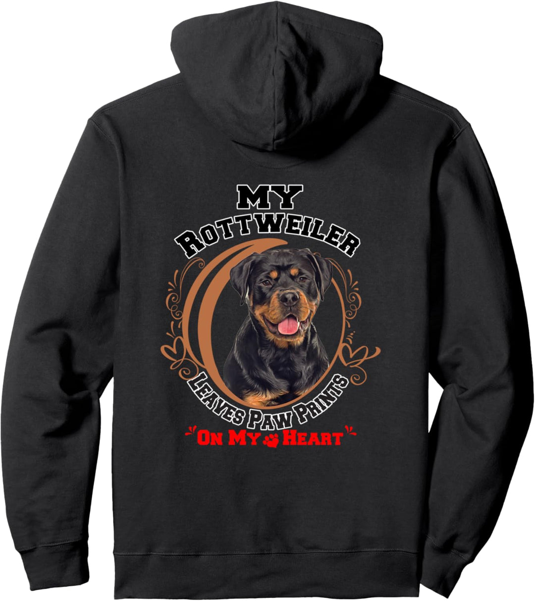 Rottweiler Hundetatzen-Druck auf meinem Herz Pullover Hoodie