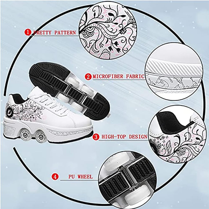 LDRFSE Schuhe mit Rollen, Rollschuhe Skateboard Schuhe Kinderschuhe Mit Rollen Skate Shoes Rollen Sc