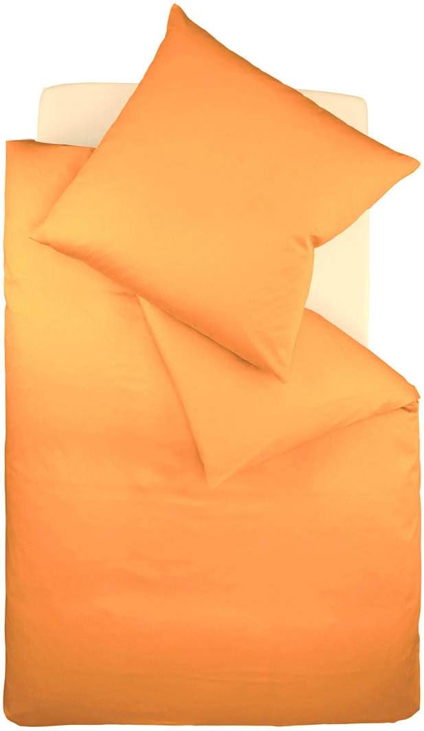 fleuresse Uni-Colours Bettwäsche-Set, Mako Satin, 100 Prozent Baumwolle, Fb. Gold, 240 x 220 cm Oran