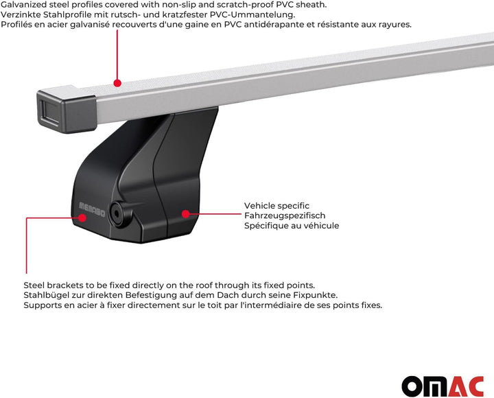 Menabo Dachträger kompatibel mit Mercedes C-Klasse W206 2021-2023 Gepackträger Silber 2X TÜV, Silber