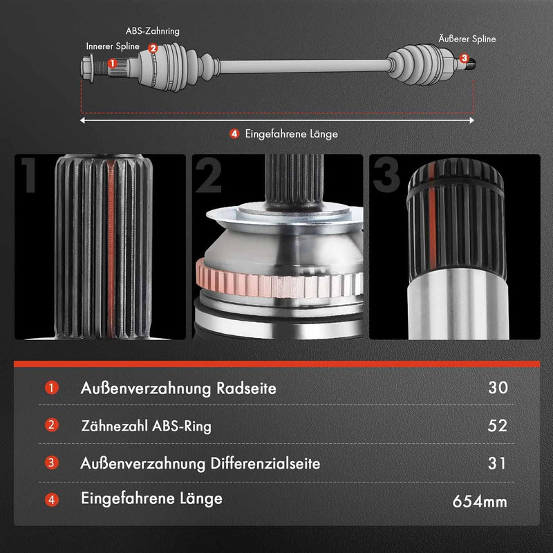 Frankberg Antriebswelle Vorne Links Kompatibel mit Santa Fé II CM 2.2 CRDi 2.2 CRDi 4x4 2009-2012 So