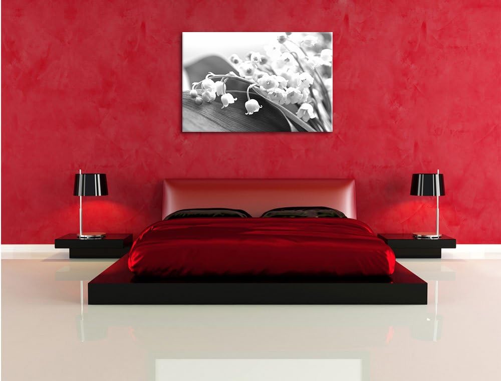 Pixxprint Maiglöckchen Ostern Kunst B&W, Format: 100x70 auf Leinwand, 100x70