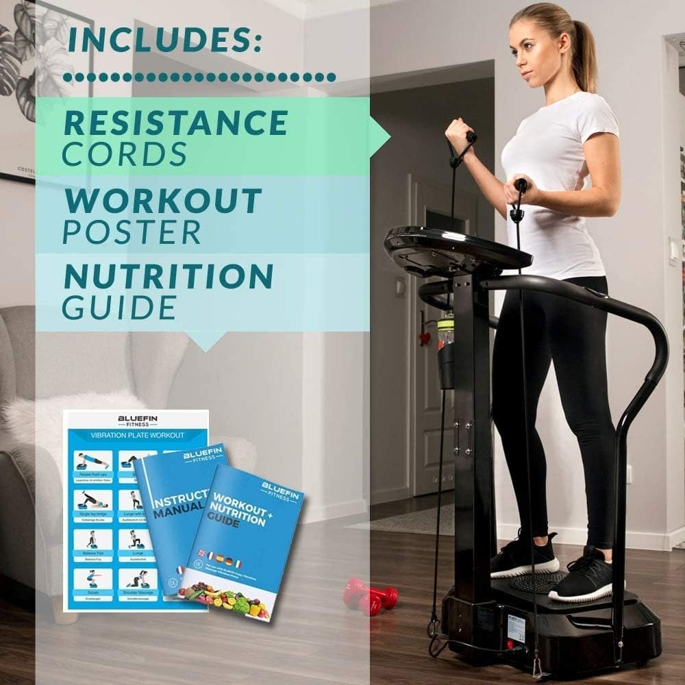 Bluefin Fitness Vibrationsplatte Pro Modell | Verbessertes Design mit Leisen Motoren und Eingebauten