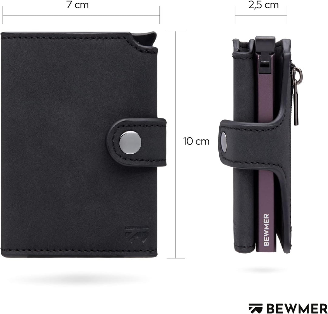 BEWMER 2 Shielded | Herren und Damen Slim Wallet mit RFID-Schutz Anti-Cloning | Kartenetui mit Münzf