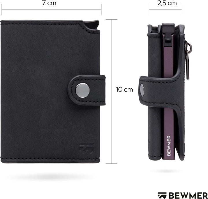BEWMER 2 Shielded | Herren und Damen Slim Wallet mit RFID-Schutz Anti-Cloning | Kartenetui mit Münzf