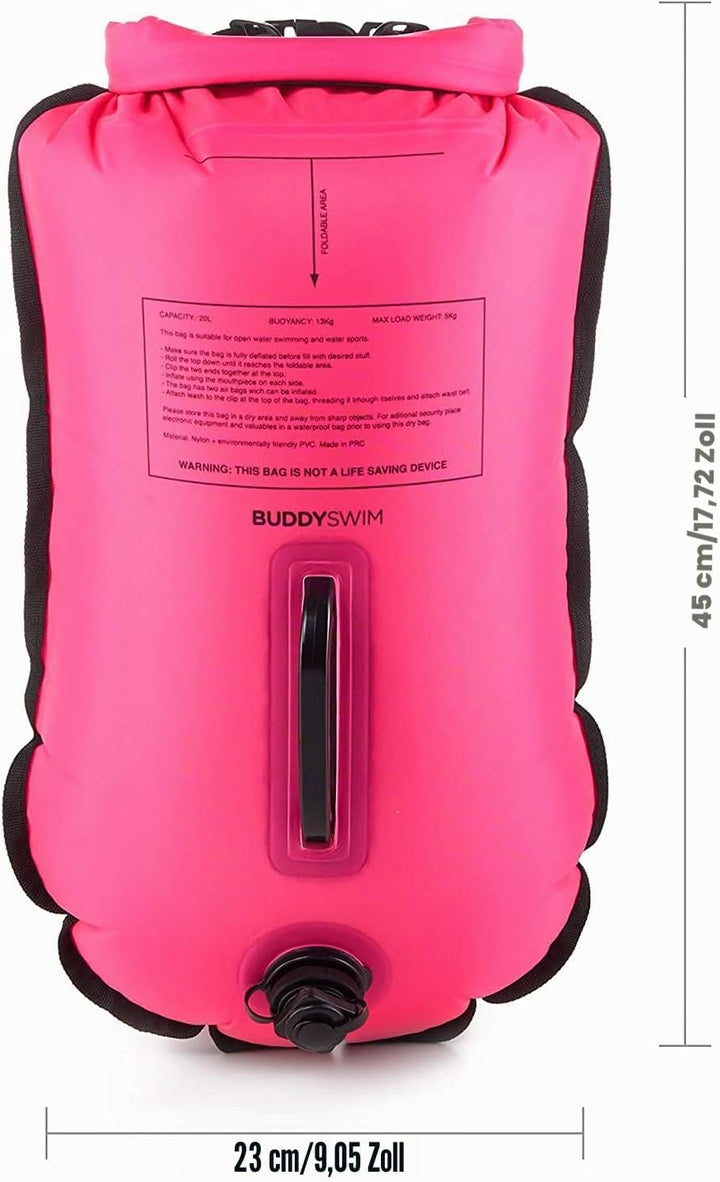Set Freiwasser Schwimmboje 20 Liter und Badekappe. Sicherheitsschwimmboje für das Schwimmen im offen
