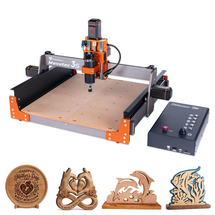 FoxAlien CNC Fräsmaschine Masuter 3S mit NEMA 23 Closed-Loop Schrittmotor, 400W Spindel 3 Achsen Gra