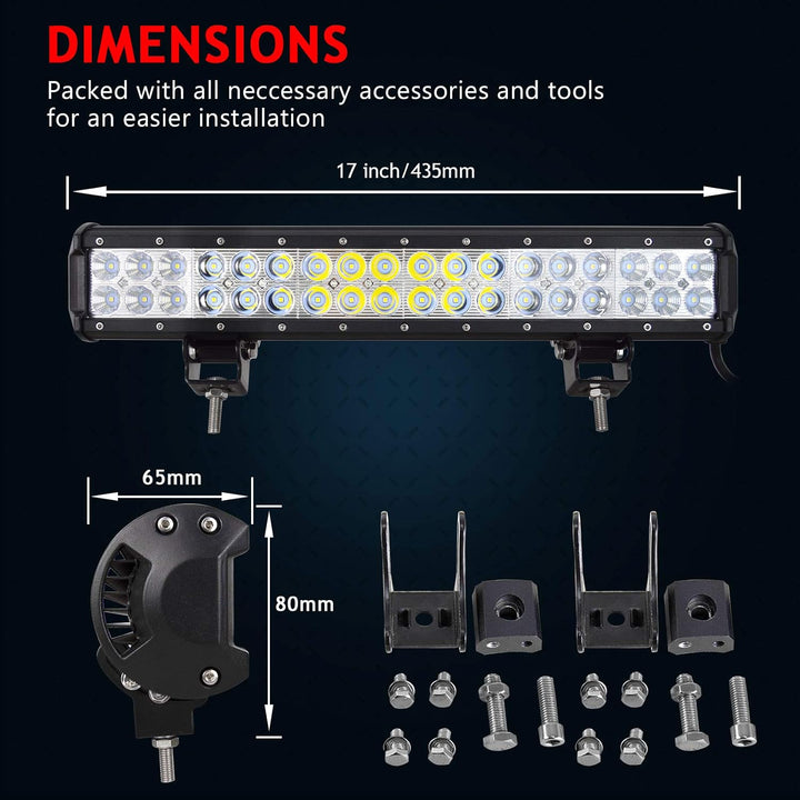 RIGIDON Led lichtleiste mit rahmenlose kennzeichenhalterung schwarz, 18 Zoll 45cm 108W offroad beleu