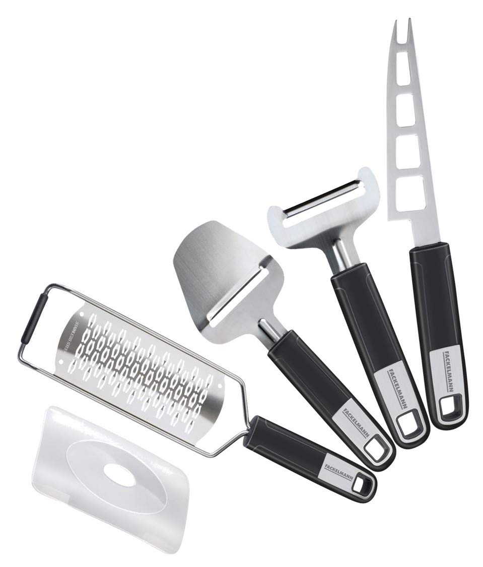 FACKELMANN Käse-Set Sense, Küchenhelfer aus hochwertigem Edelstahl mit langlebigem Soft-Touch-Griff,