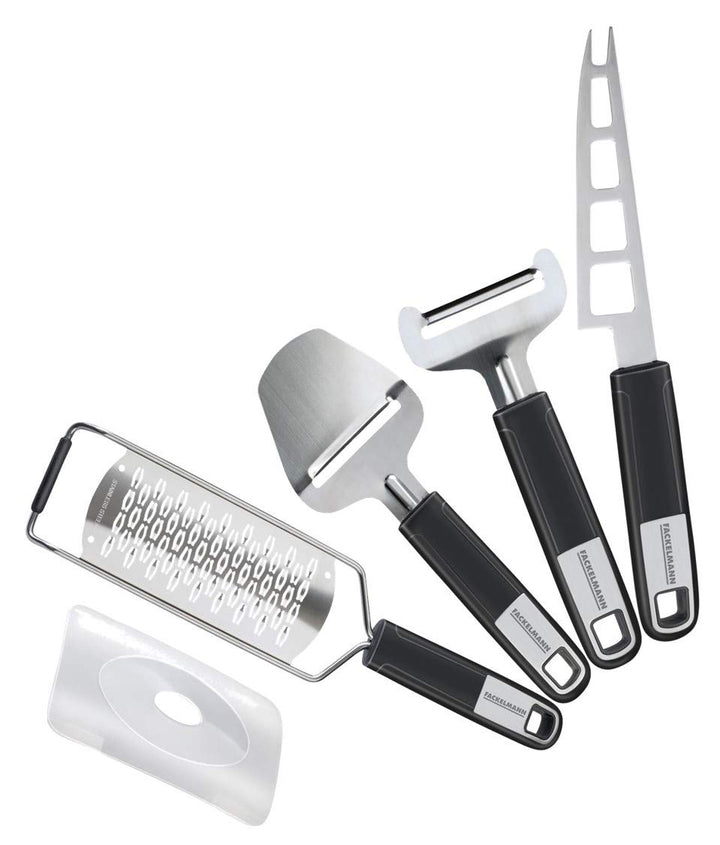 FACKELMANN Käse-Set Sense, Küchenhelfer aus hochwertigem Edelstahl mit langlebigem Soft-Touch-Griff,