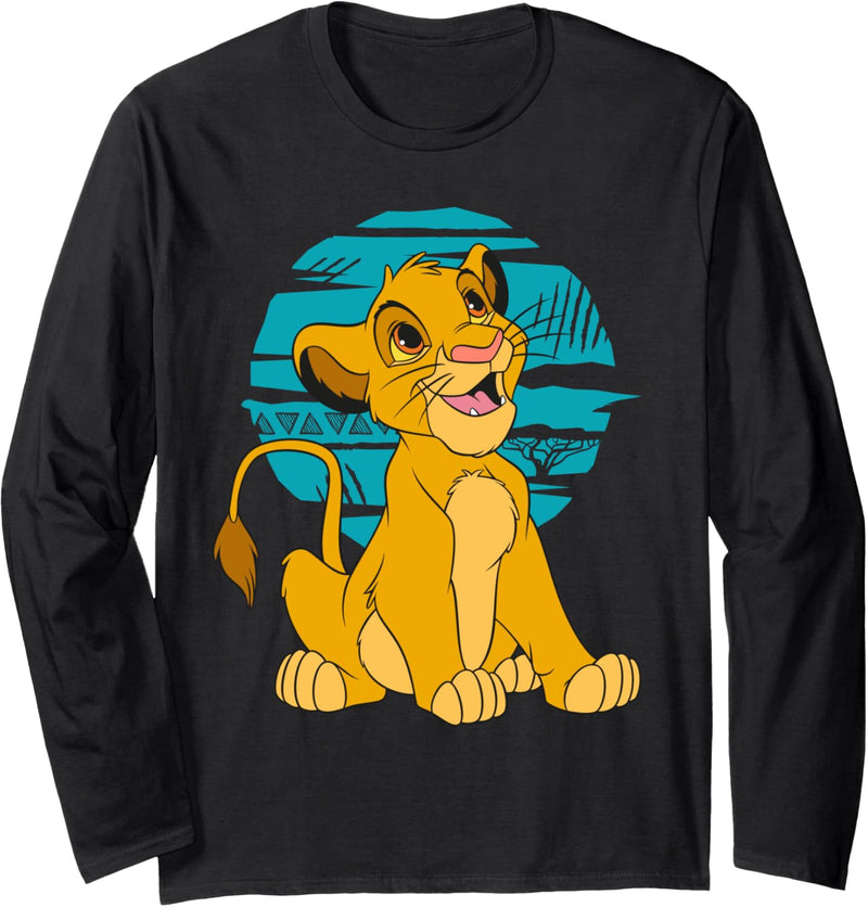 Disney The Lion King Young Simba Happy Blue Retro Langarmshirt