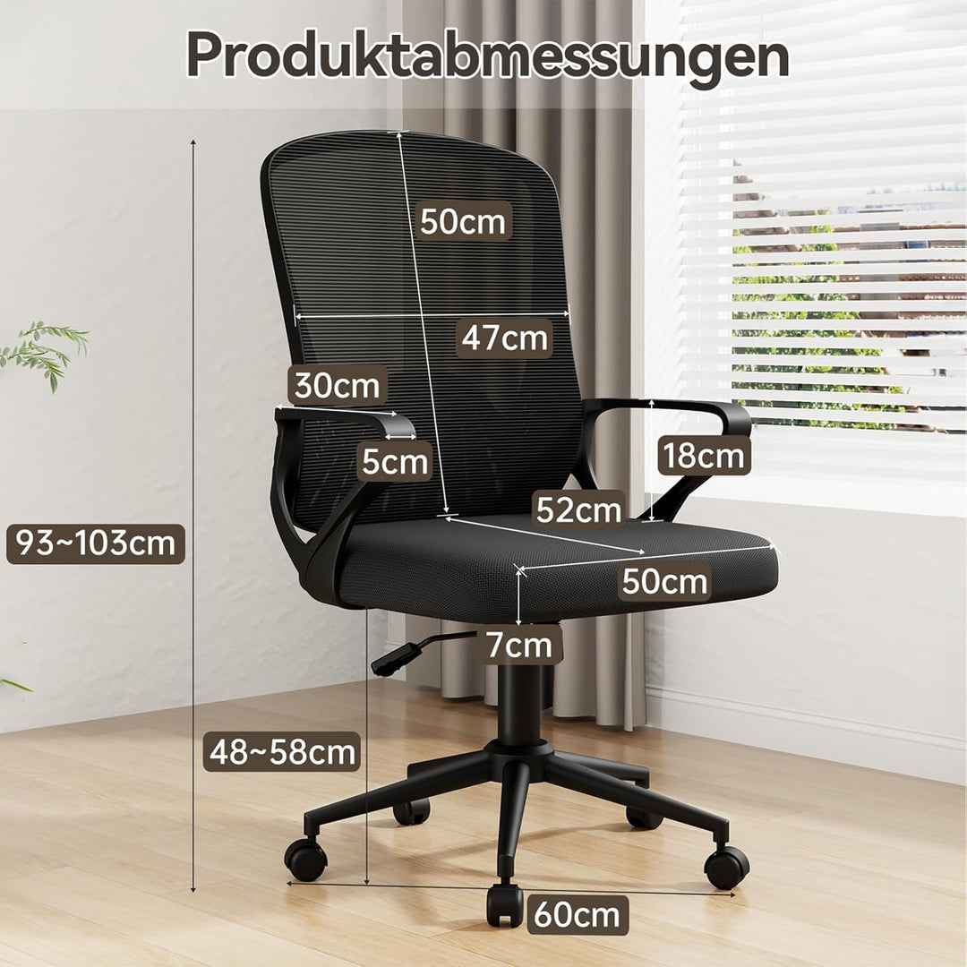 naspaluro Bürostuhl, Ergonomischer Schreibtischstuhl Mit Mesh-Abdeckung, Einzigartiger Lendenwirbels
