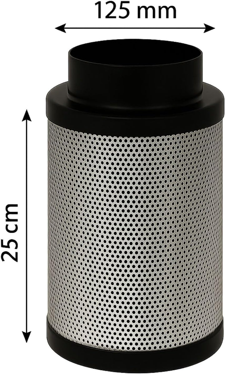 Weedness Airontek Aktivkohlefilter Grow 300 m³/h 125 mm 25 cm - Anti Geruch Belüftung Geruchsfilter