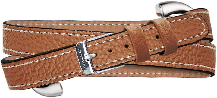 DIMACCI Trensen-Armband Kalbsleder | Alba-Kollektion in Cognac Silber-Optik aus Edelstahl | Schmuck