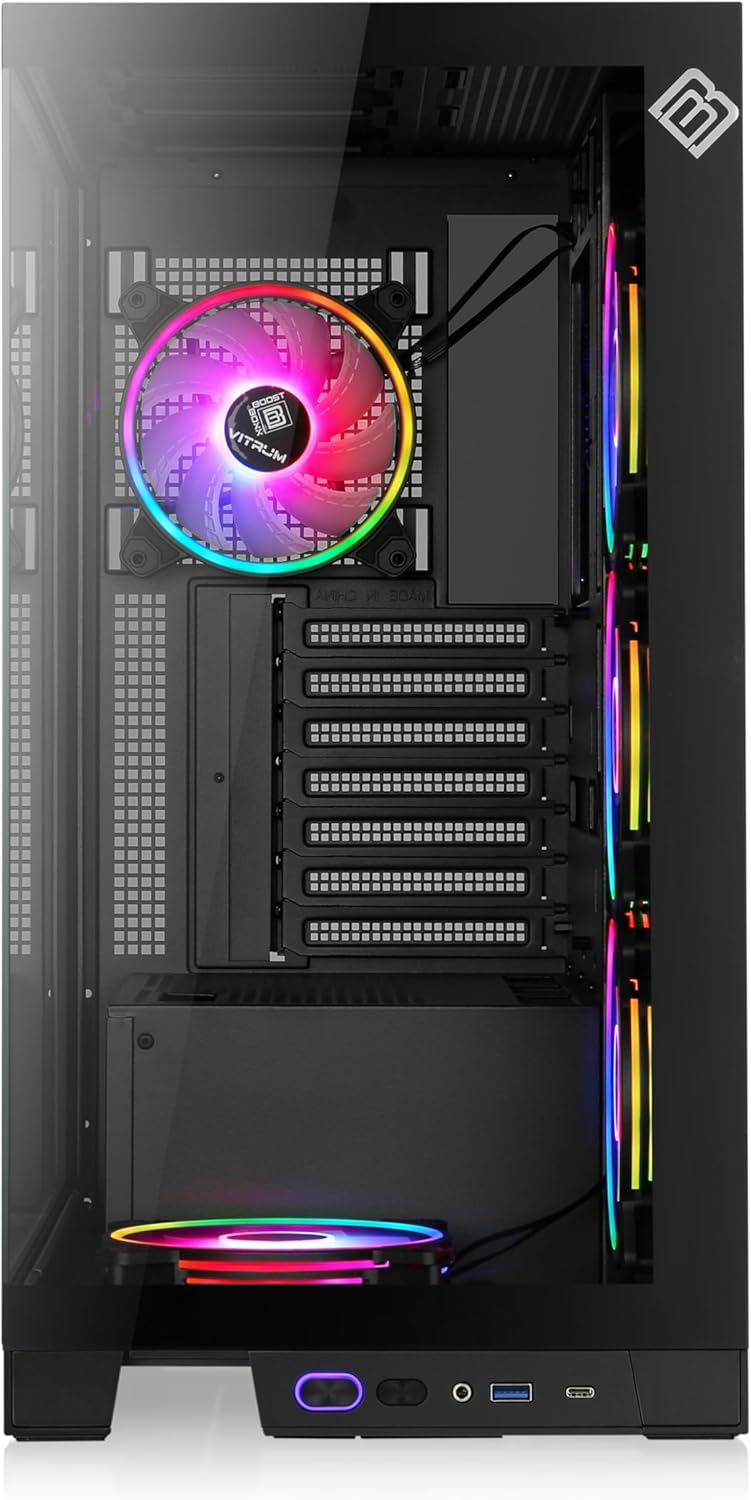 Gaming PC-Gehäuse VITRUM PRO - Midi-Tower, aRGB Beleuchtung (inkl. Steuerung), Glas-Seitenteil, vorm