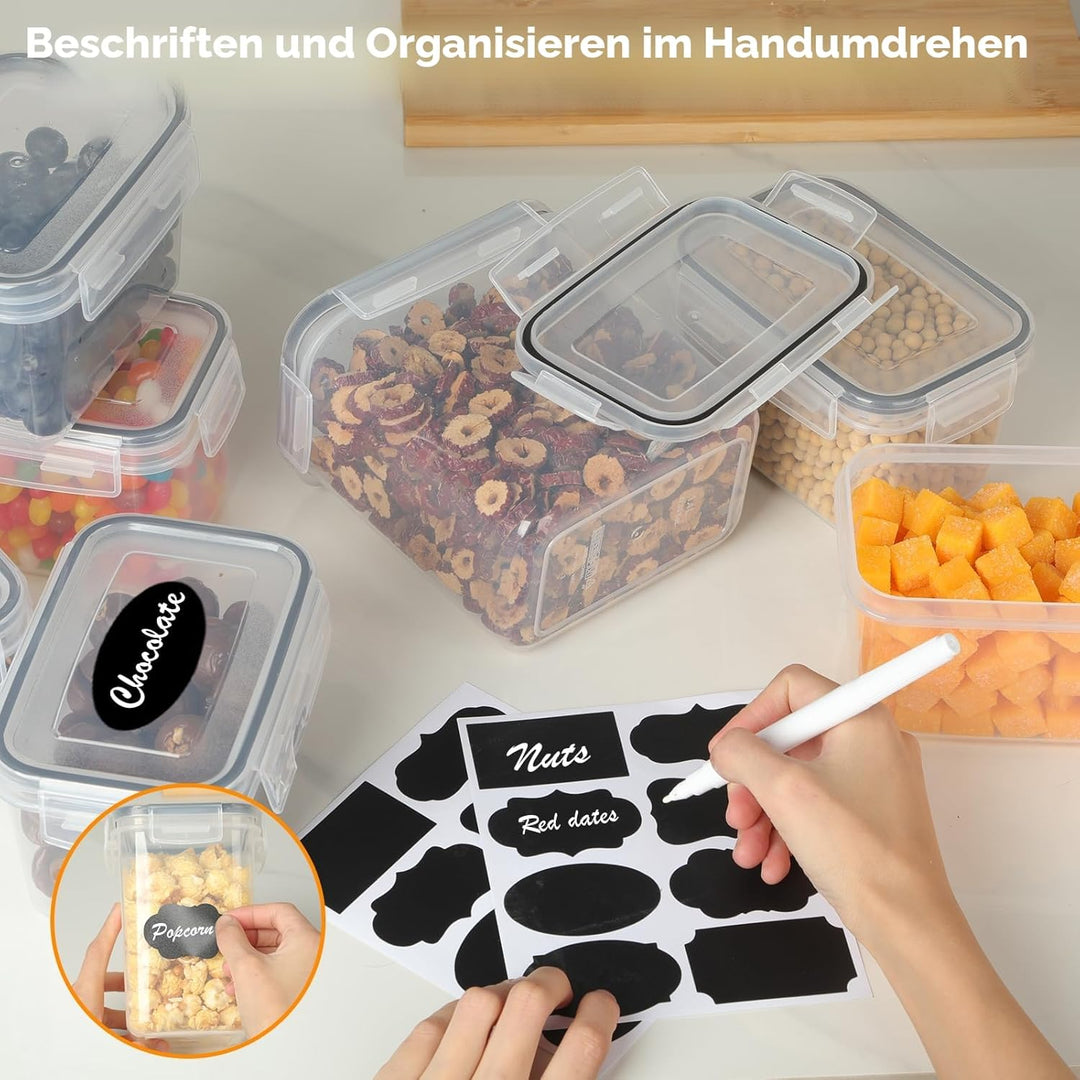 Withosent 0.8L Vorratsdosen Luftdicht Set, 12er Aufbewahrungsbox Küche mit Deckel Kunststoff, Vorrat