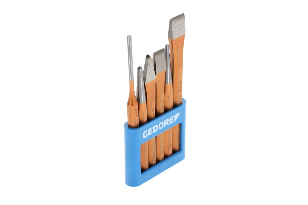 GEDORE Werkzeugsatz, Set 6-teilig, gefüllt, im PVC-Halter, Meissel, Körner, Treiber, Werkzeug, 106